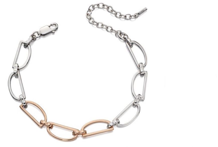 Fiorelli -Silver And Rose Gold Plate D Ring Bracelet