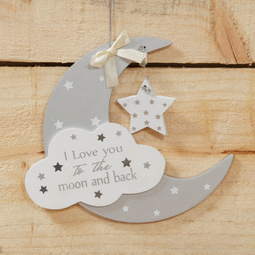 Moon & Star Hanging Plaque