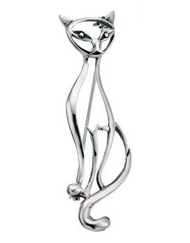 Sterling Silver Cat Brooch