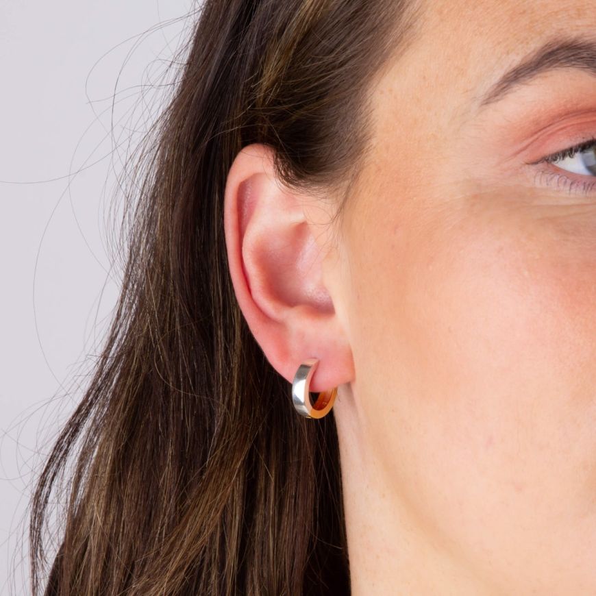 Sterling Silver Half Gold Plated Hoop Earrings