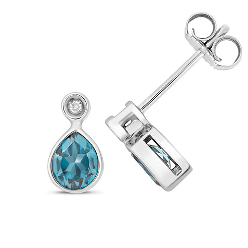 Blue Topaz & Diamond Earrings