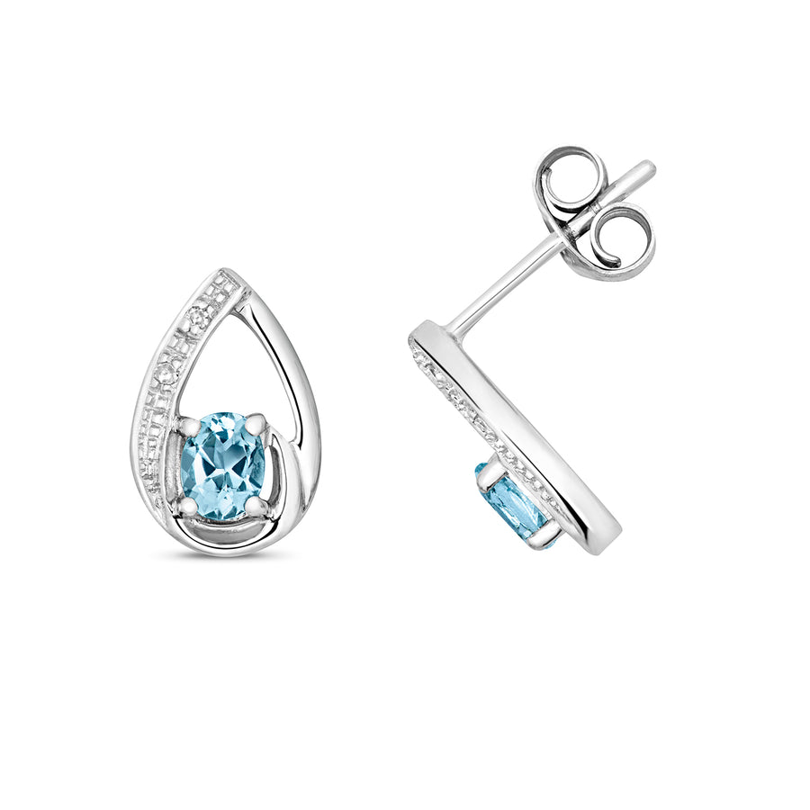 Aquamarine & Diamond Earrings