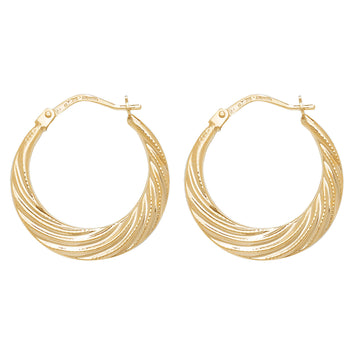 9ct Gold Pattern Creole Earrings