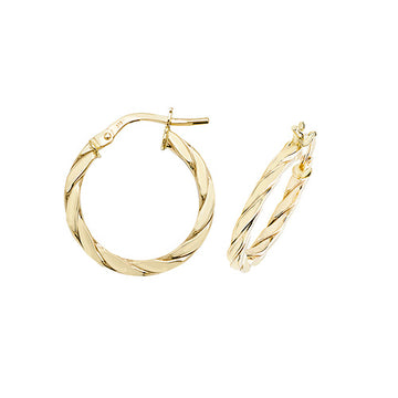 9ct Gold Twist Hoop Earrings