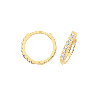 9ct Gold Hinged Cz Earrings