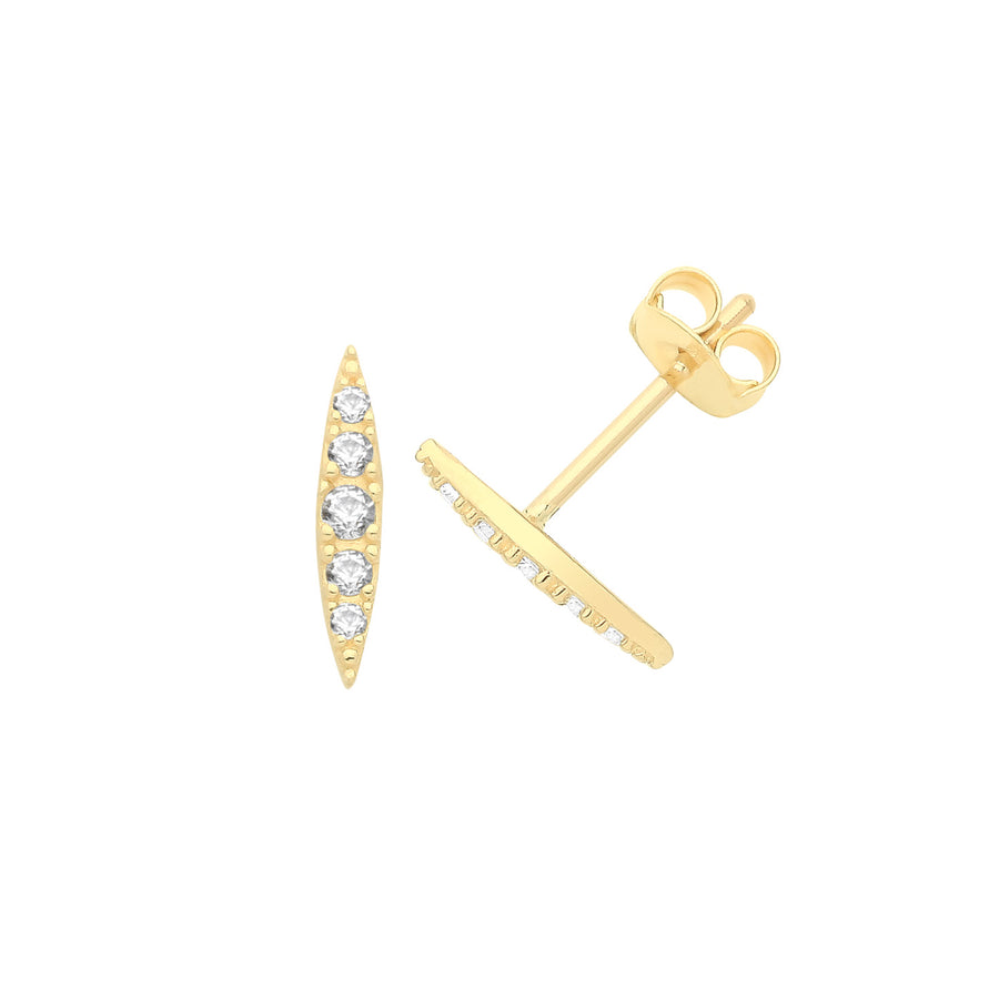 9ct Yellow Gold Cz Bar Earrings