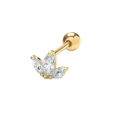 9ct Yellow Gold Lotus Flower Cz Cartilage Earring