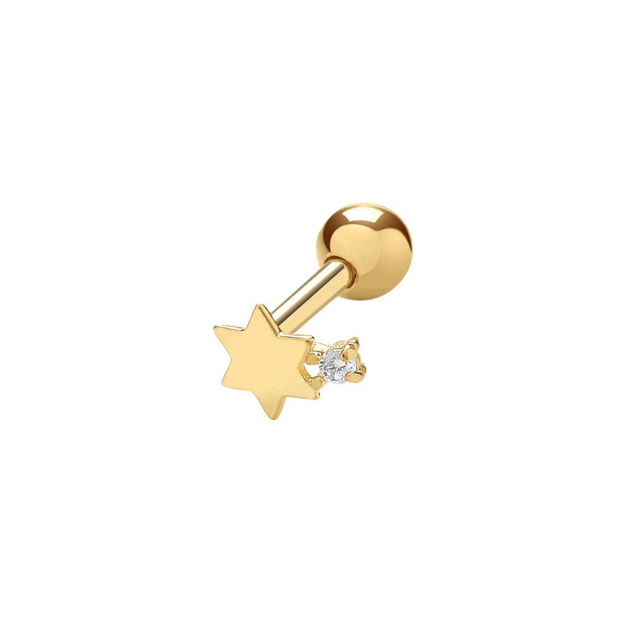 9ct Yellow Gold Star Cz Cartilage Earring