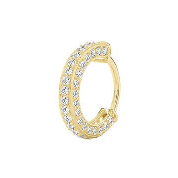 9ct Yellow Gold Three Sided Cz Hinge Ring Cartilage Earring