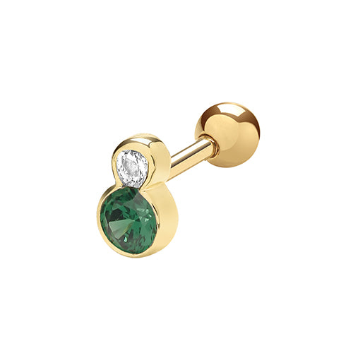 9ct Yellow Gold Cz Cartilage Earring