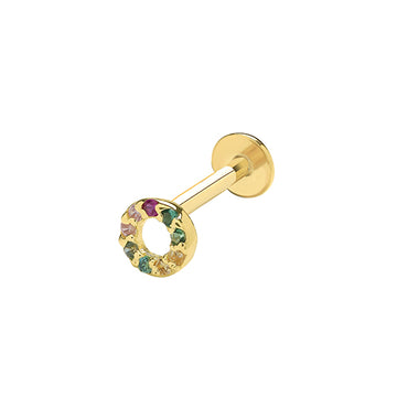 9ct Yellow Gold Open Circle Coloured Cz Earring