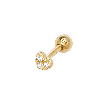 9ct Yellow Gold Heart Cz Cartilage Earring