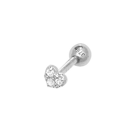 9ct White Gold heart Cz Cartilage Earring