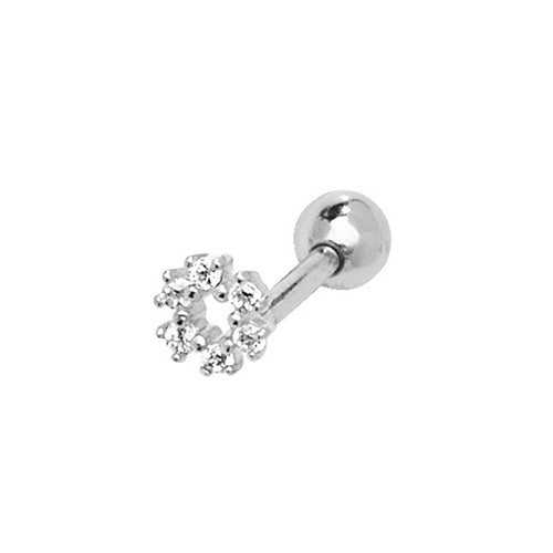 9ct White Gold Open Circle Cz Cartilage Earring