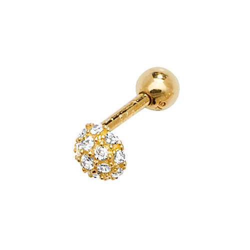 9ct Yellow Gold Dome Cz Cartilage Earring