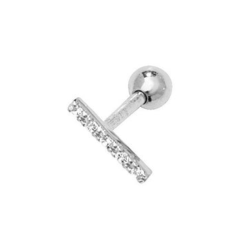 9ct White Gold CZ Bar Cartilage Earring