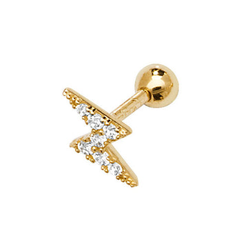 9ct Yellow Gold Lightening Bolt Cz Cartilage Earring