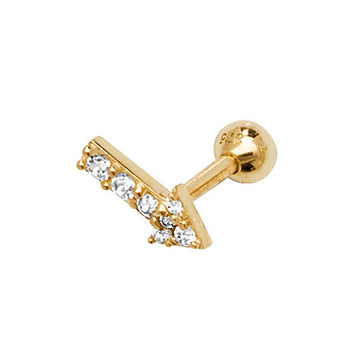 9ct Yellow Gold Arrow Cz Cartilage Earring