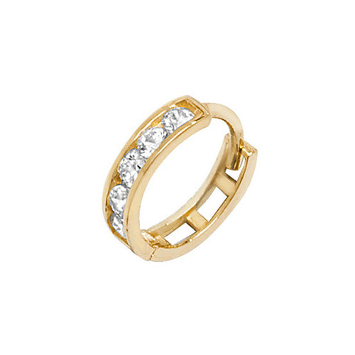 9ct Yellow Gold Cz Hinge Ring Cartilage Earring