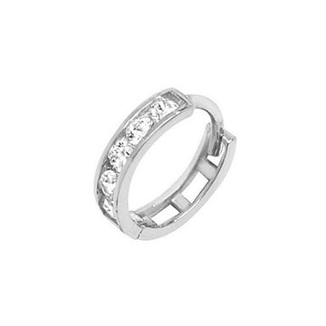 9ct White Gold Cz Hinge Ring Cartilage Earring