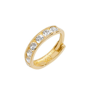 9ct Yellow Gold Cz Hinge Ring Cartilage Earring