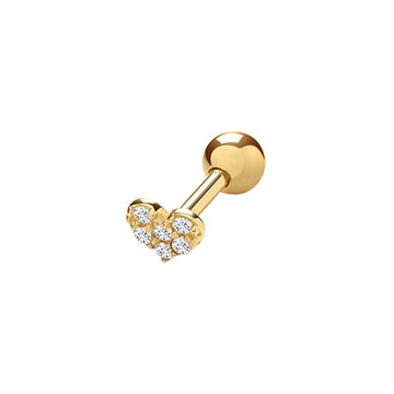 9ct Yellow Gold Heart Cz Cartilage Earring