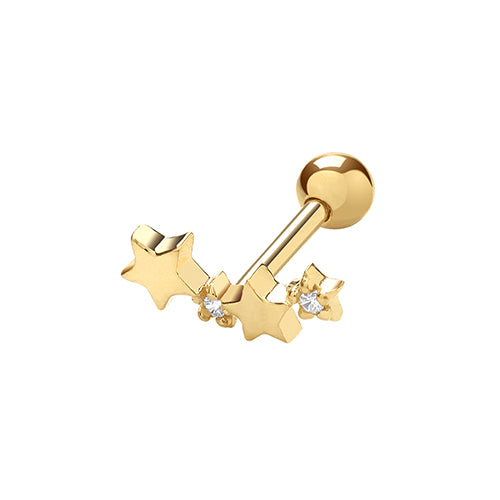 9ct Yellow Gold Cz Cartilage Earring
