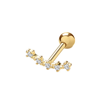 9ct Yellow Gold Curve Cz Cartilage Earring
