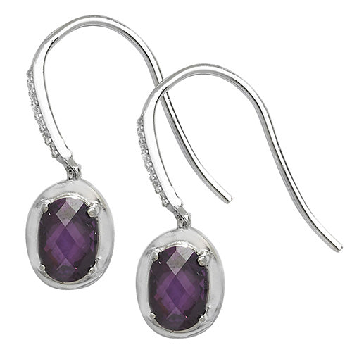 Sterling Silver Purple Cz Earrings