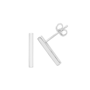 Silver Bar Stud Earrings