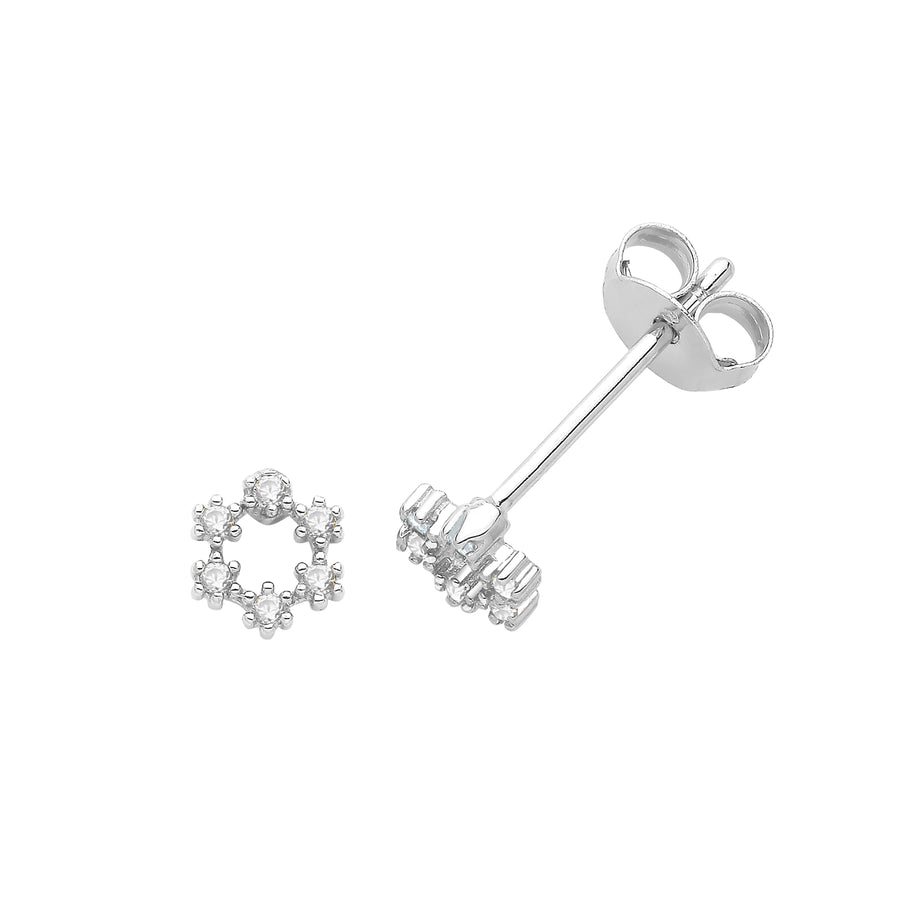 Sterling Silver CZ Flower Earrings
