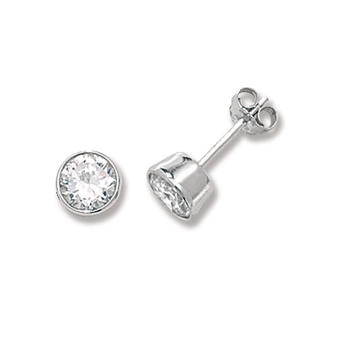 Sterling Silver Bezel CZ Stud