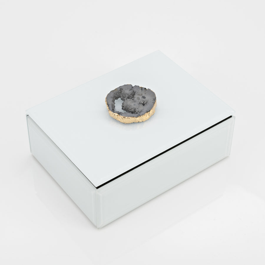 White Glass Jewellery Box