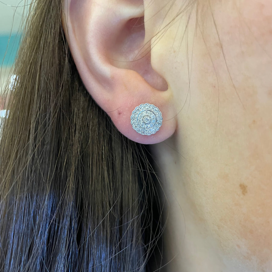 Diamond Round Cluster Earrings