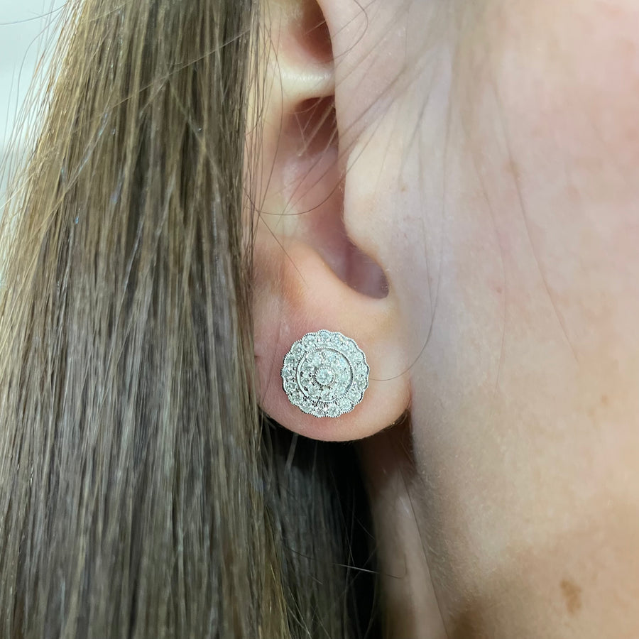 Diamond Round Cluster Earrings