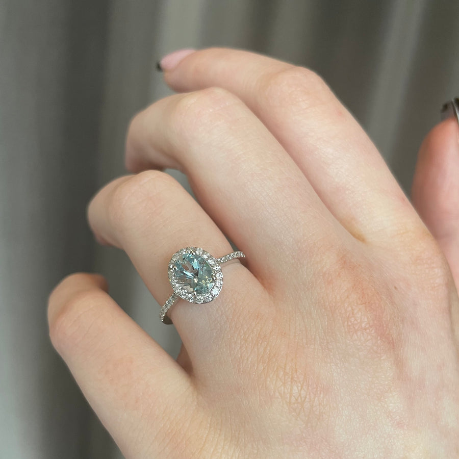 Aquamarine & Diamond Ring