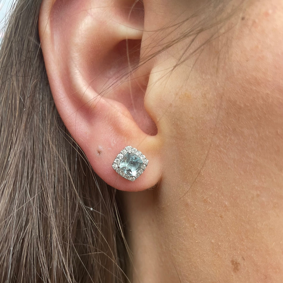 Aquamarine & Diamond Earrings