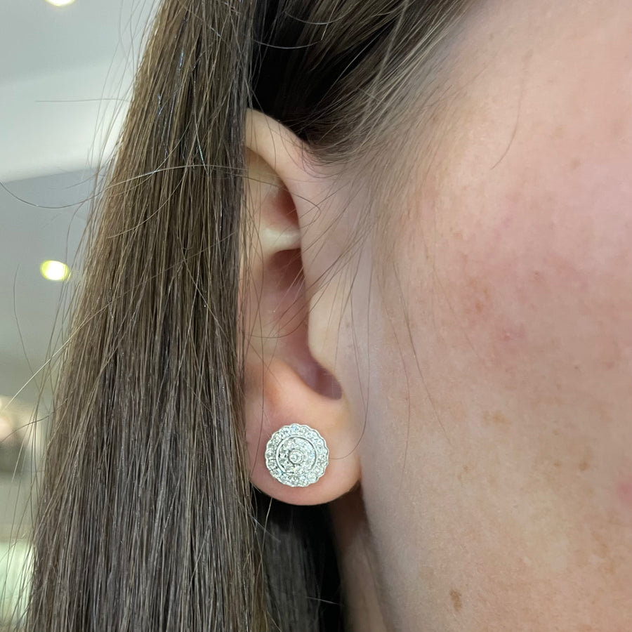 Diamond Round Cluster Earrings