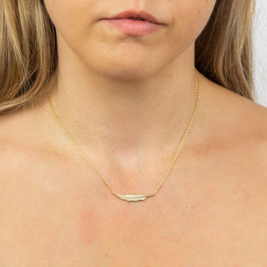 Sterling Silver Gold Plated Feather Necklace