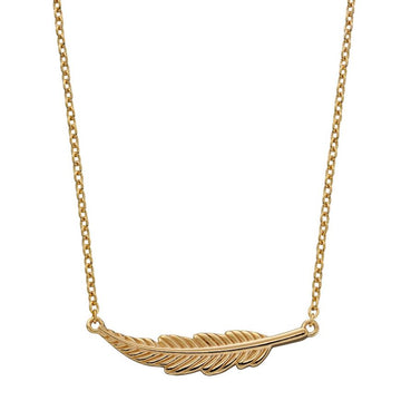 Sterling Silver Gold Plated Feather Necklace