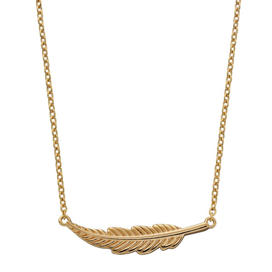 Sterling Silver Gold Plated Feather Necklace