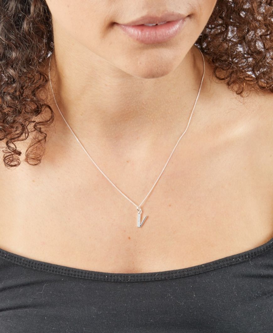 Initial V Necklace