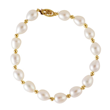 9ct Gold Pearl & Bead Bracelet