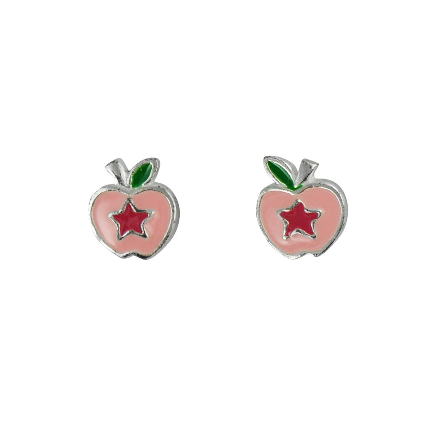 Sterling Silver Pink Apple Earrings