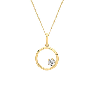 9ct Gold Open CZ Circle Necklace