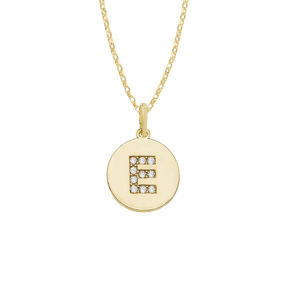 9ct Gold E Initial Disc Necklace
