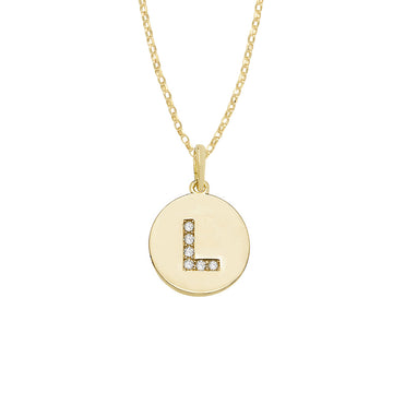 9ct Gold L Initial Disc Necklace