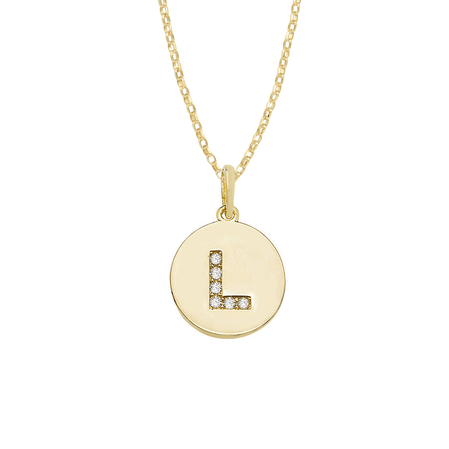 9ct Gold L Initial Disc Necklace