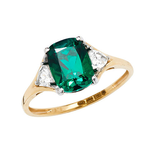 9ct Gold Created Emerald Ring