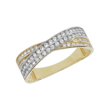 9ct Gold Double Row Crossover Ring